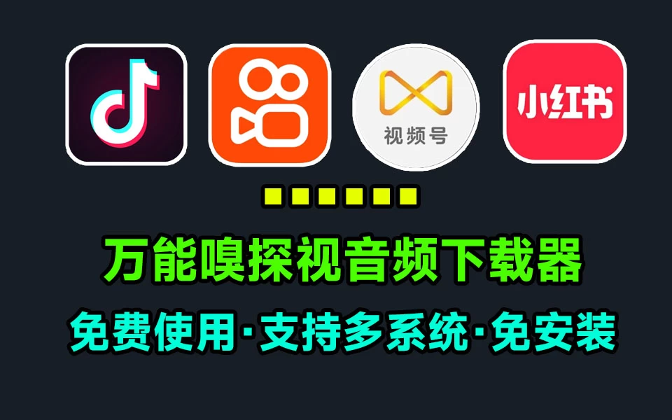 免费万能嗅探下载器！支持视频号、抖音、快手、公众号、小红书等多平台视频音频解析下载，支持win和mac-松子软件