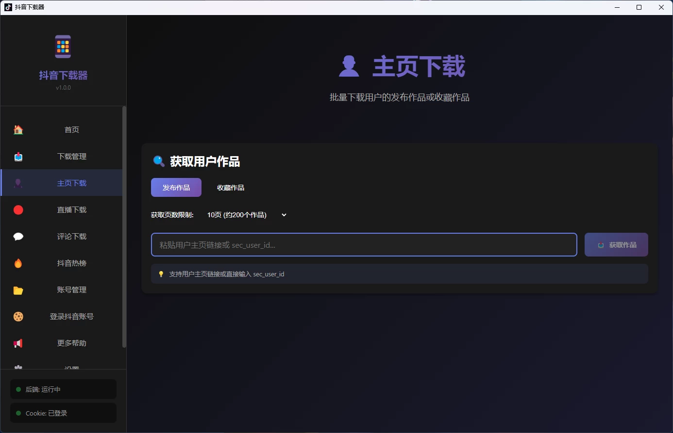 图片[3]-Windows 抖音下载器 v1.0.0 下载 视频 批量下载视频  批量下载主页视频 下载直播 下载视频评论-松子软件